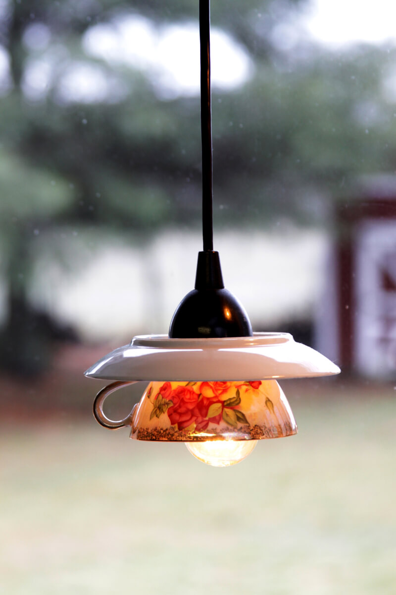 Pendant Light Made From Teacups