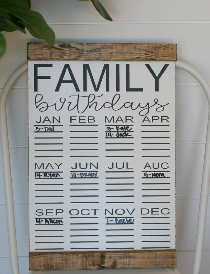 A Rustic Family Birthday Reminder