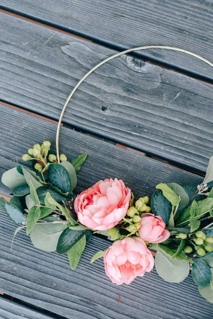 Modern Golden Hoop Floral Wreath