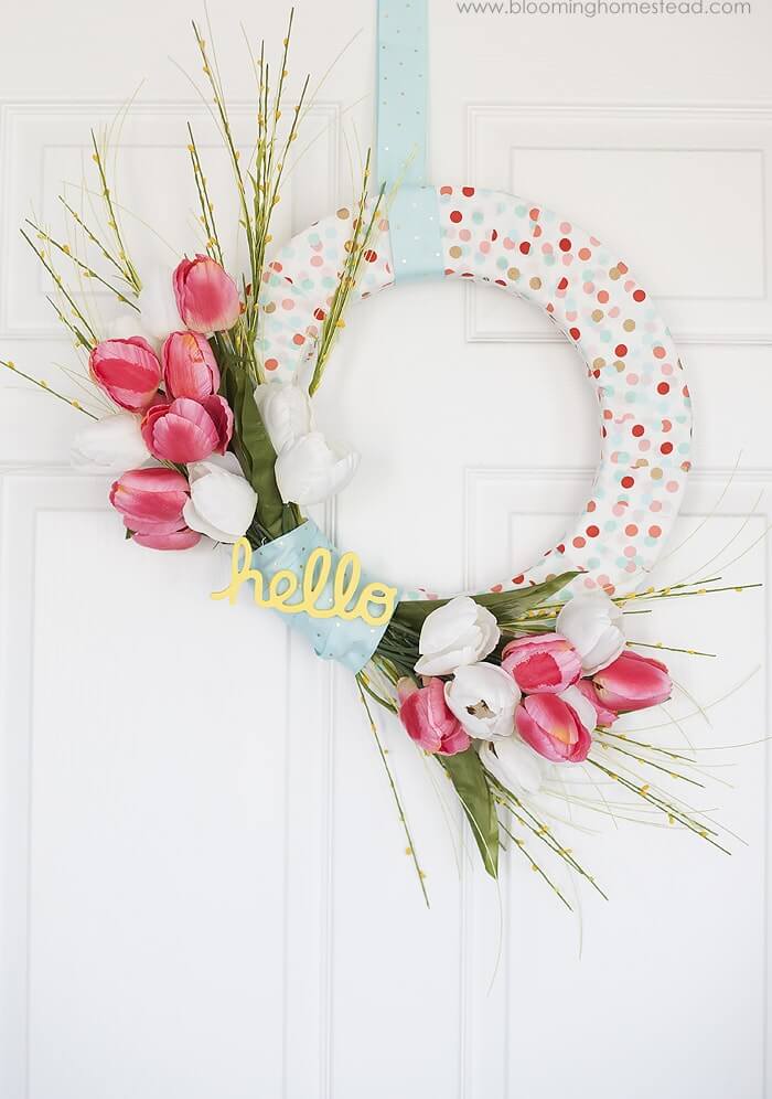 Bright “Hello” DIY Spring Wreath