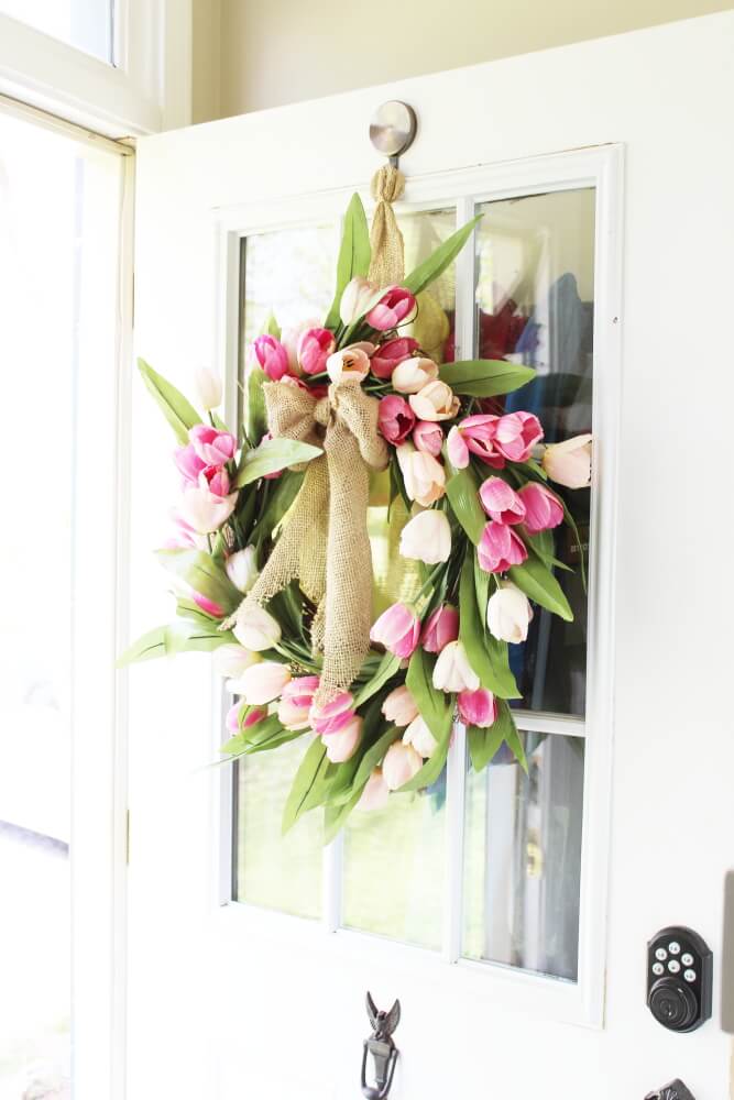 Burlap Tulip Style Grapevine Wreath