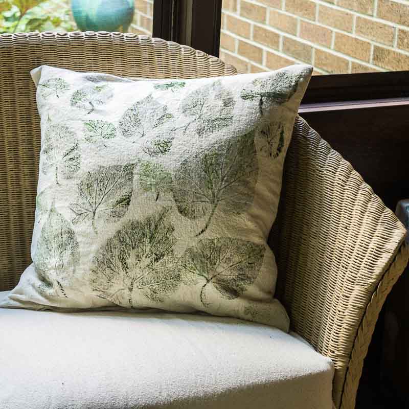 Naturally Interesting Leaf-printed Drop Cloth Pillow