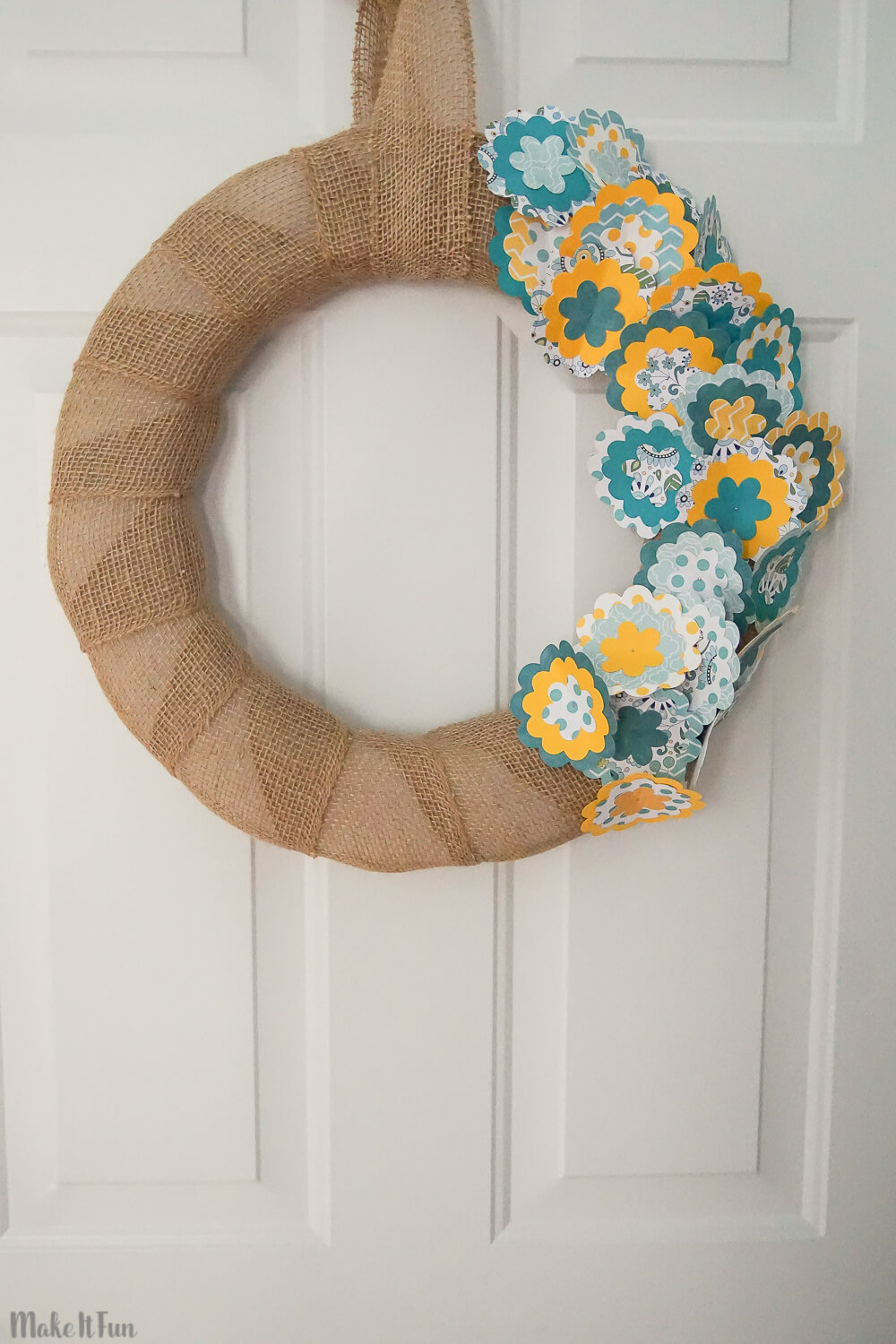 DIY Paper Flower Burlap Wreath