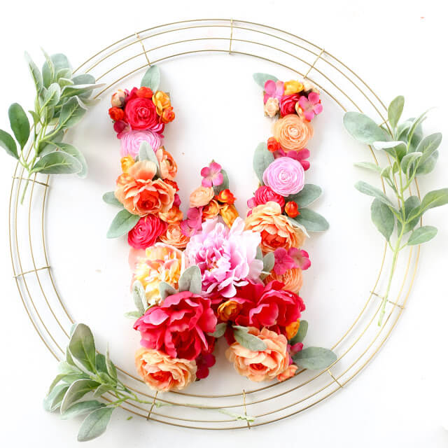 Modern and Stylish Monogram Floral Wreath