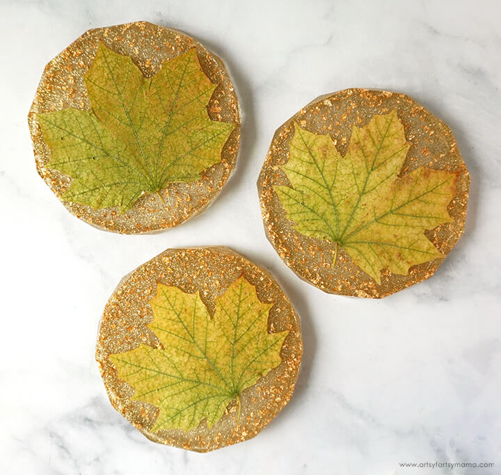 DIY Resin Fall Leaf Coasters