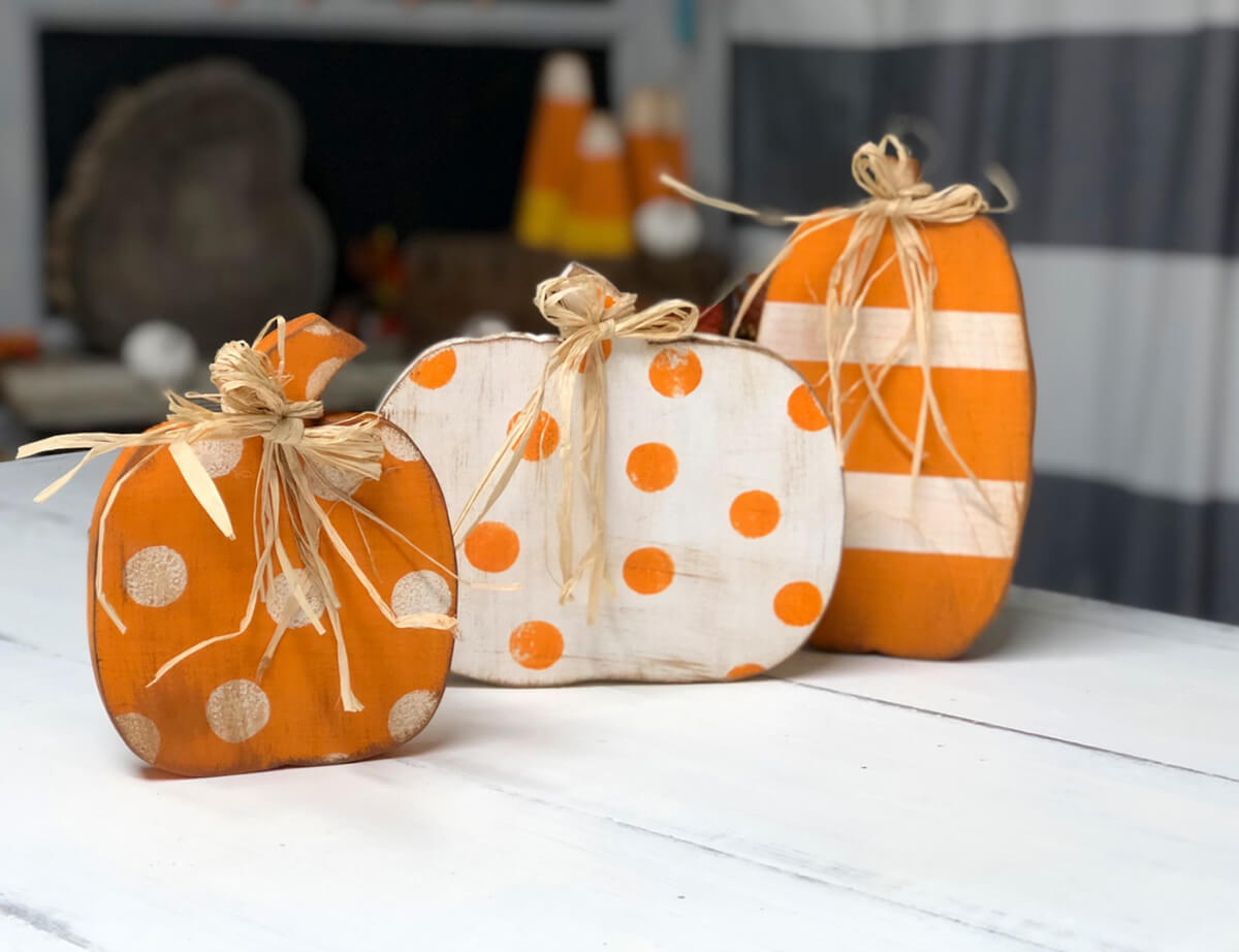 Artistic DIY Painted Wooden Pumpkins