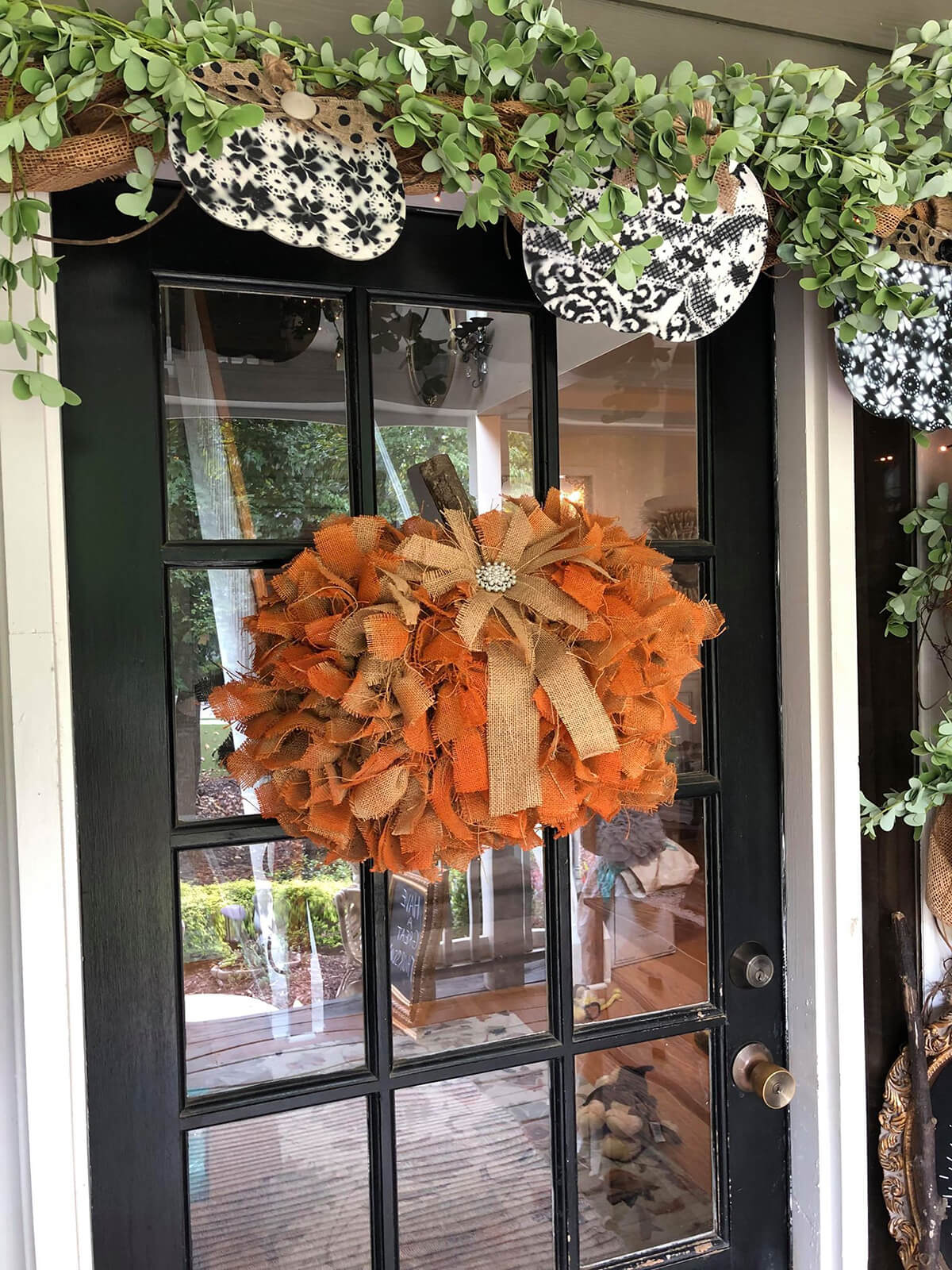 Burlap Rag Pumpkin Wreath Design