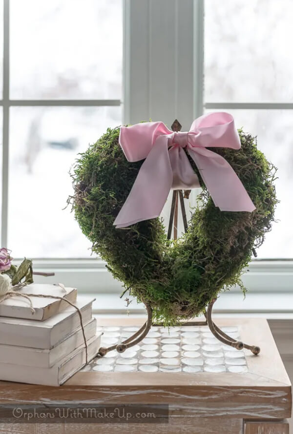 Fascinating Grass Wreath with Pink Ribbon