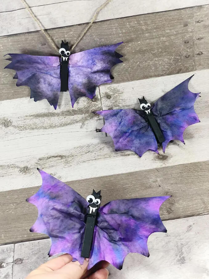 Kid-Friendly Clothespin Bats with Cool Galaxy Wings
