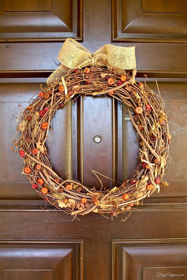 Mini Pumpkin Grapevine Wreath Design