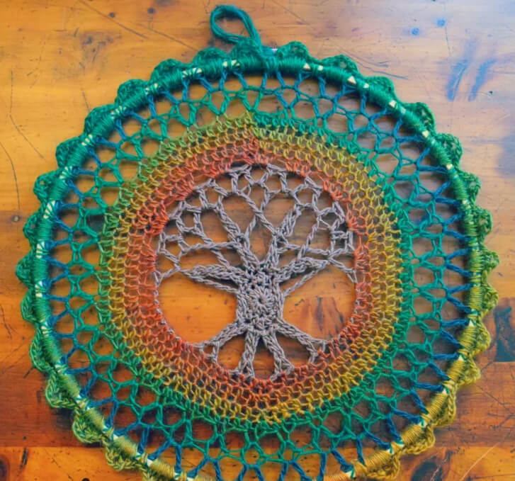 Crocheted Tree of Life Mandala Perfect for Nature Lovers