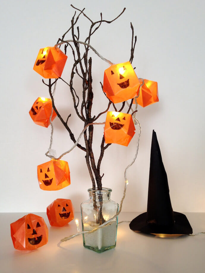 Upgrading Fairy Lights with Origami Pumpkins