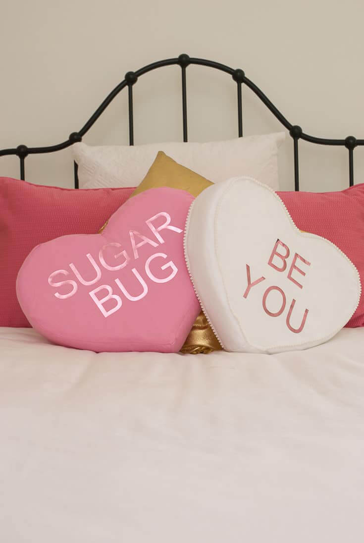 Cute DIY Conversation Heart Pillows