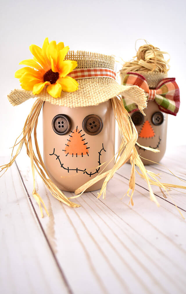 His and Hers Canning Jar Scarecrows