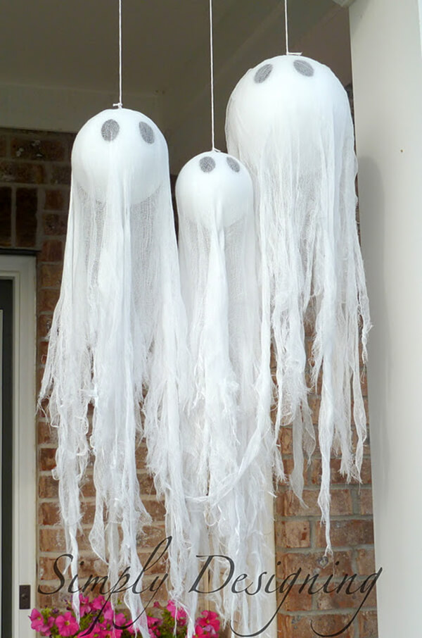 Minimalist Cheesecloth Ghost Homemade Halloween Decorations
