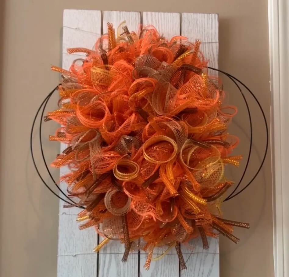 Handmade Colorful Pumpkin Mesh Wreath