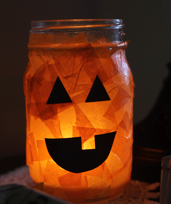 Canning Jar Jack-O-Lantern Candle Holder