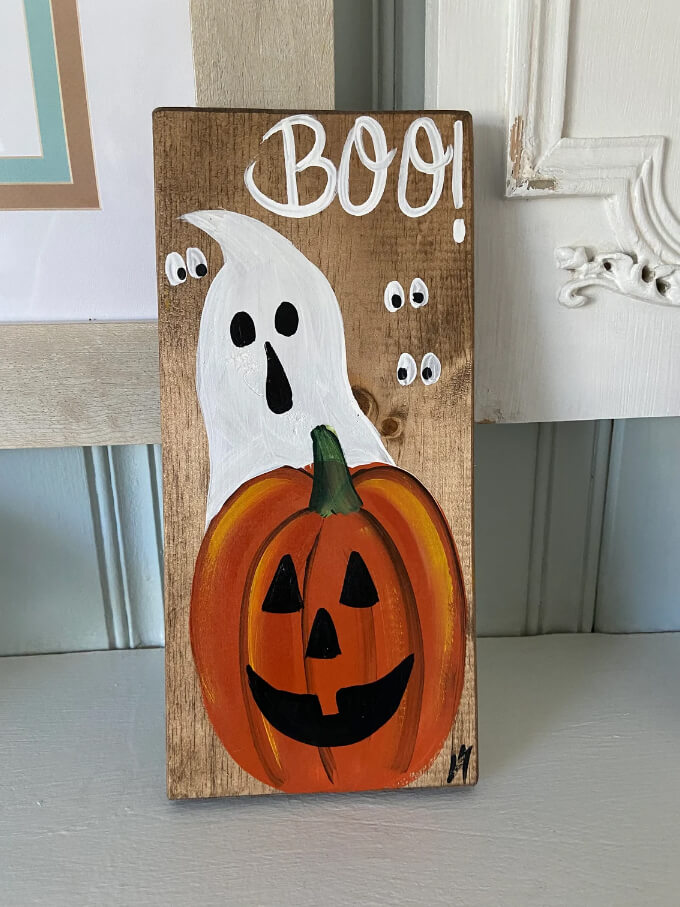 Painted Wooden Halloween Character Sign