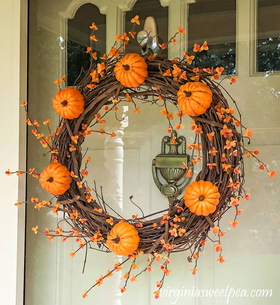 DIY Bittersweet and Pumpkin Wreath