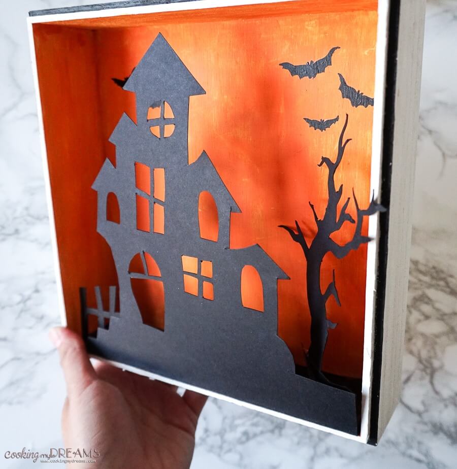 Eerie Haunted House Shadow Box