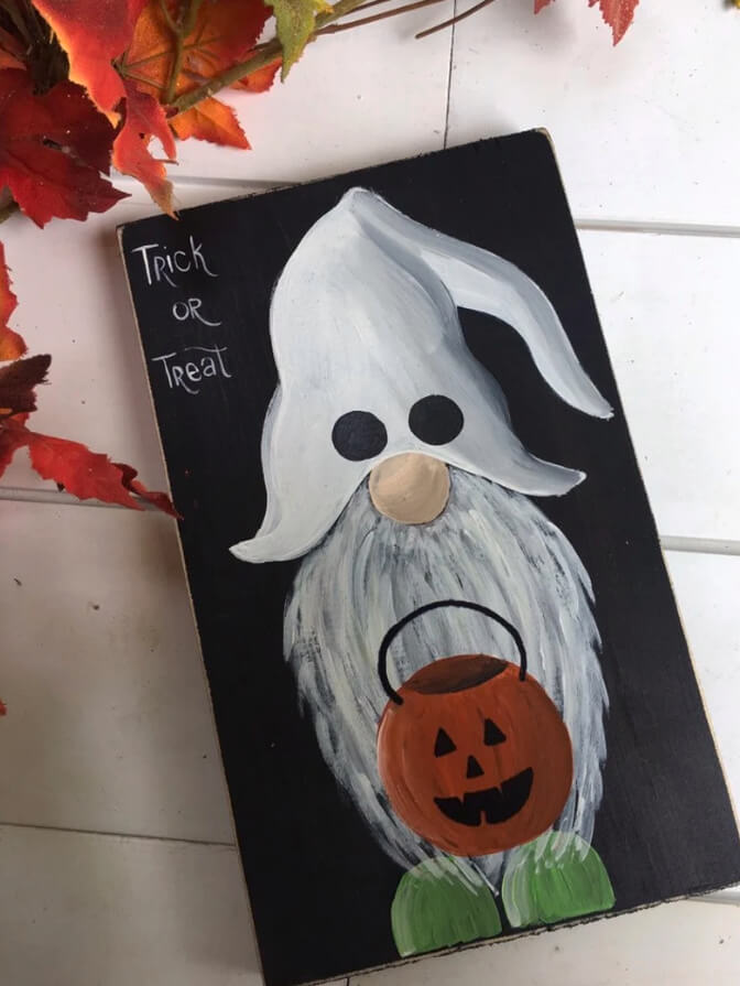 Sweet Halloween Gnome Painting Sign