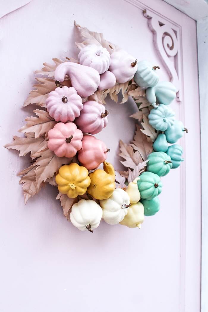 Rainbow Styled Pumpkin Wreath Layout