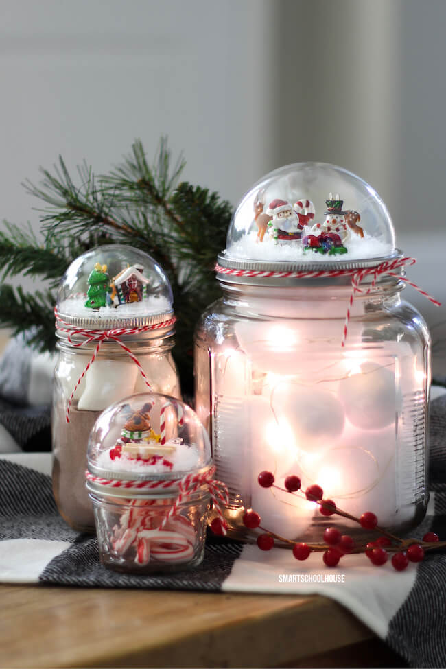 Adorable Snow Globe Lid Mason Jars
