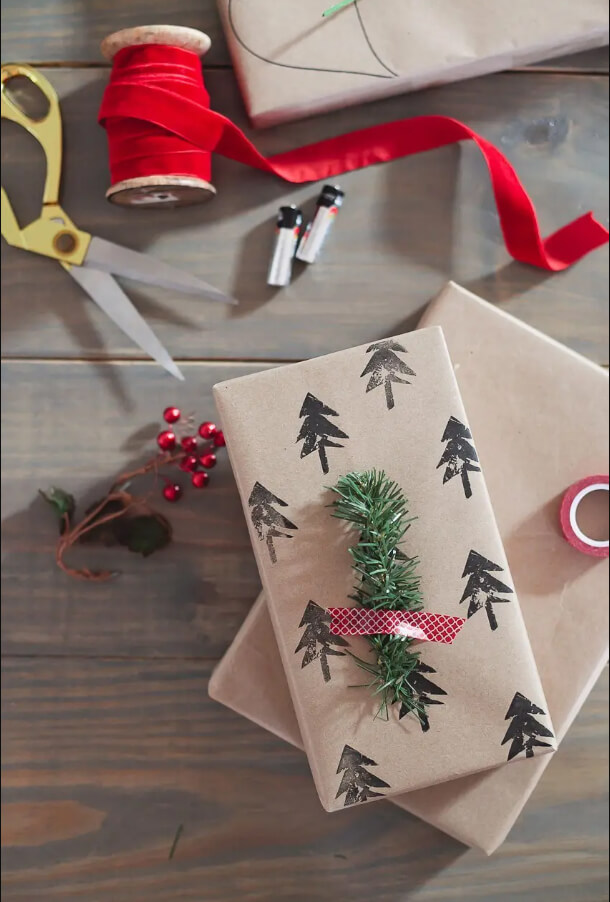 Rustic Stamped Kraft Paper Wrap