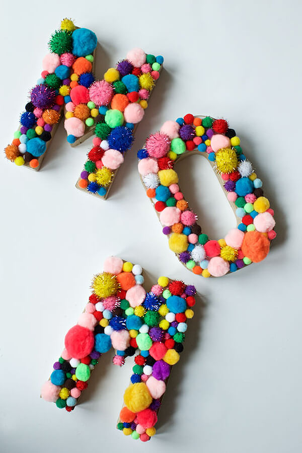 Fun Rainbow Pom-Pom Letter Decoration