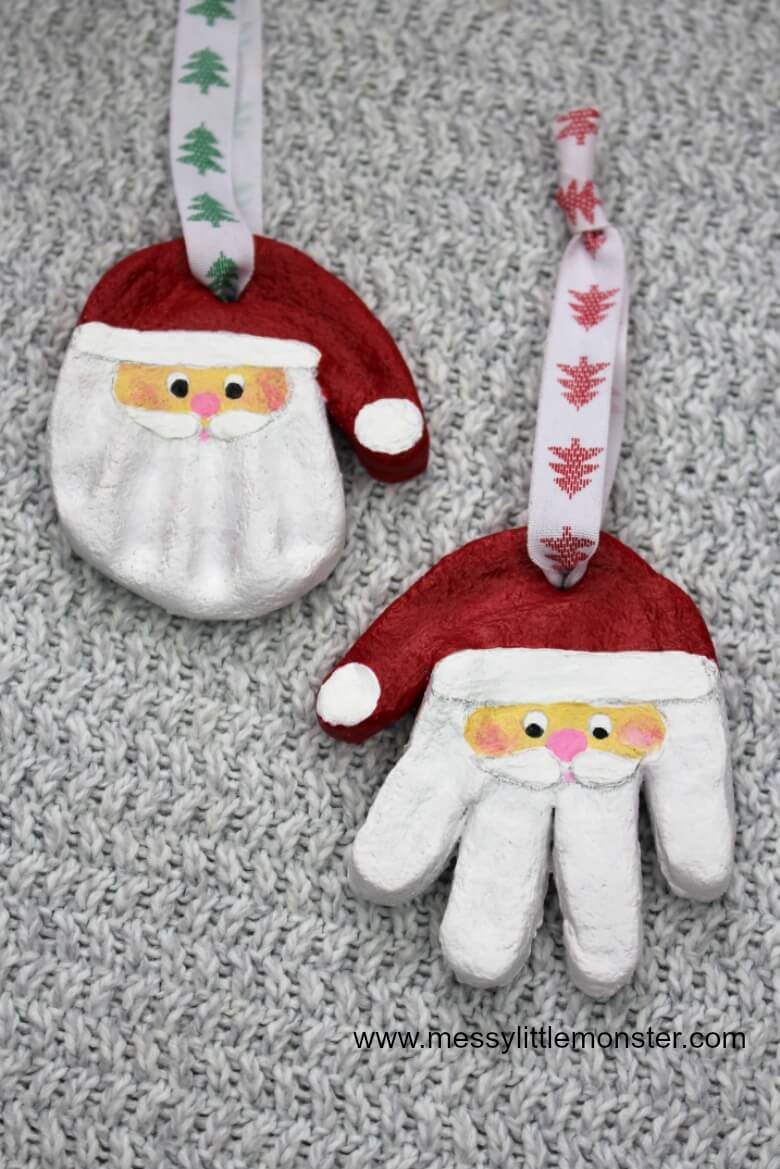 Salt Dough Handprint Santa Ornament