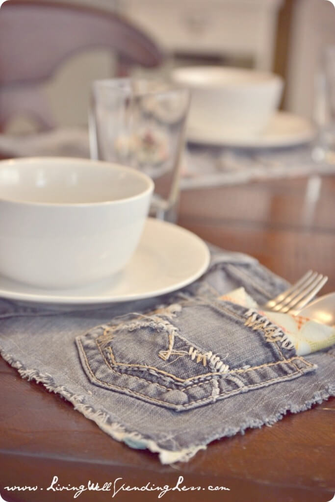 Repurposed Denim Jeans Placemat Design