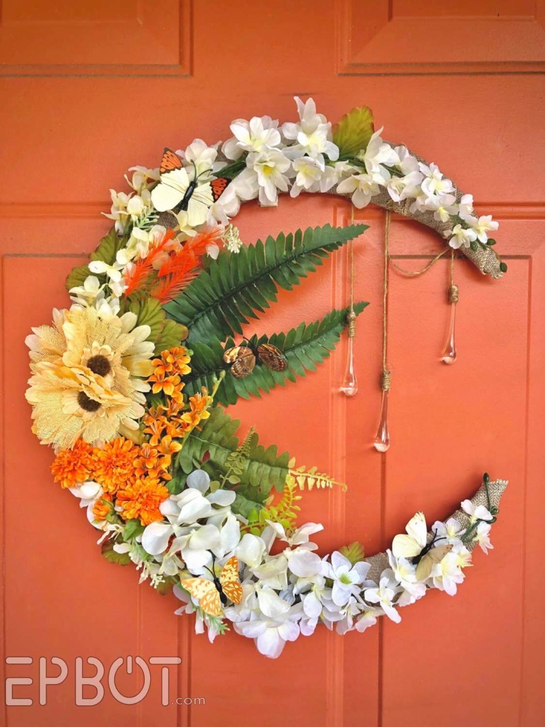 Plant Theme Crescent Moon Wreath