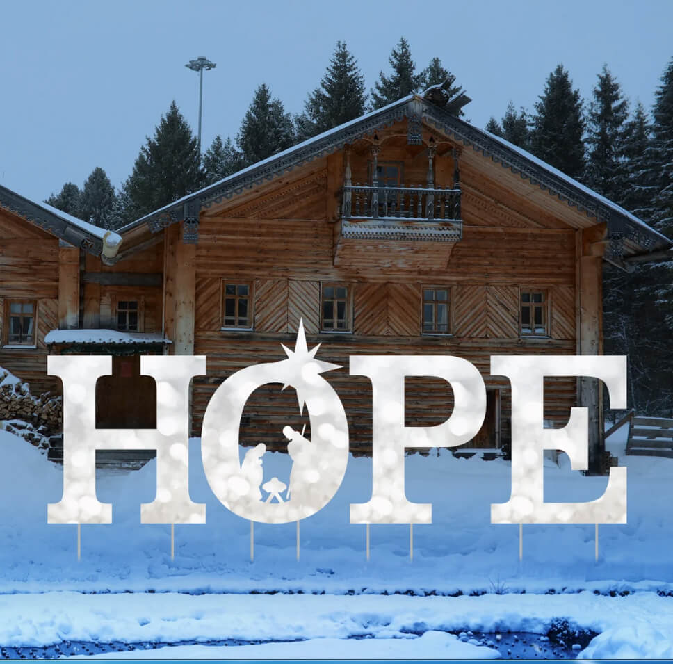 Nativity Yard Sign that Spells HOPE