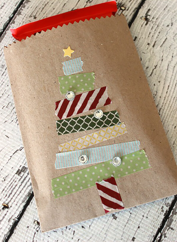 Washi Tape Christmas Tree Gift Bag