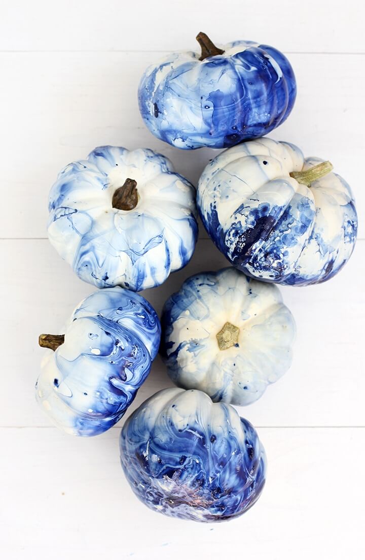 Stunning Marbled Painted Pumpkin Design