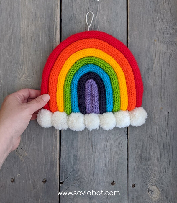 Knitted DIY Rainbow Wall Art