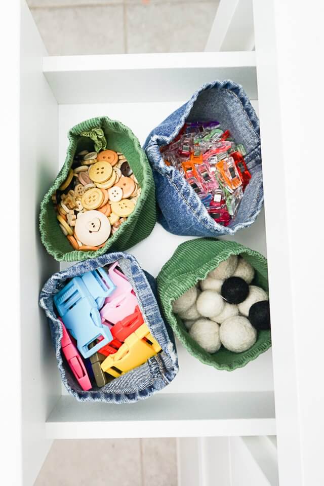 DIY Upcycled Jeans Fabric Baskets