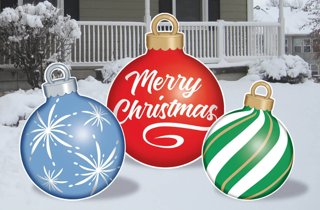 Set of Three Gigantic Christmas Ornaments