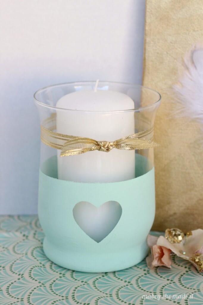 Chalk Painted Heart Candle Holder