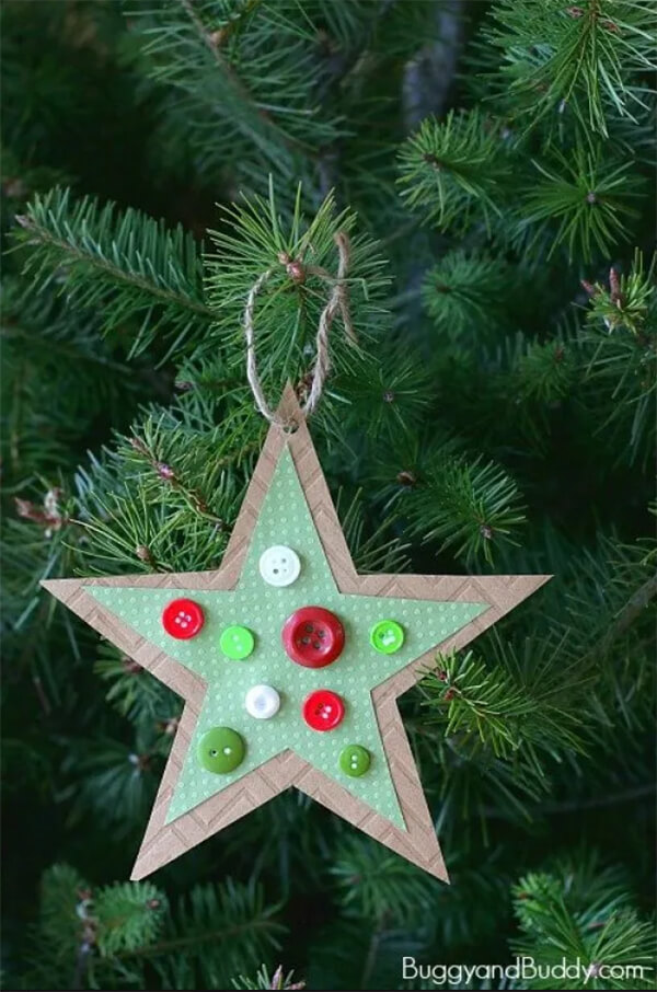 Paper Star Ornament Adorned with Buttons
