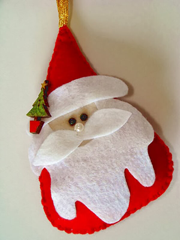 Stuffed Handmade Felt Santa Ornament