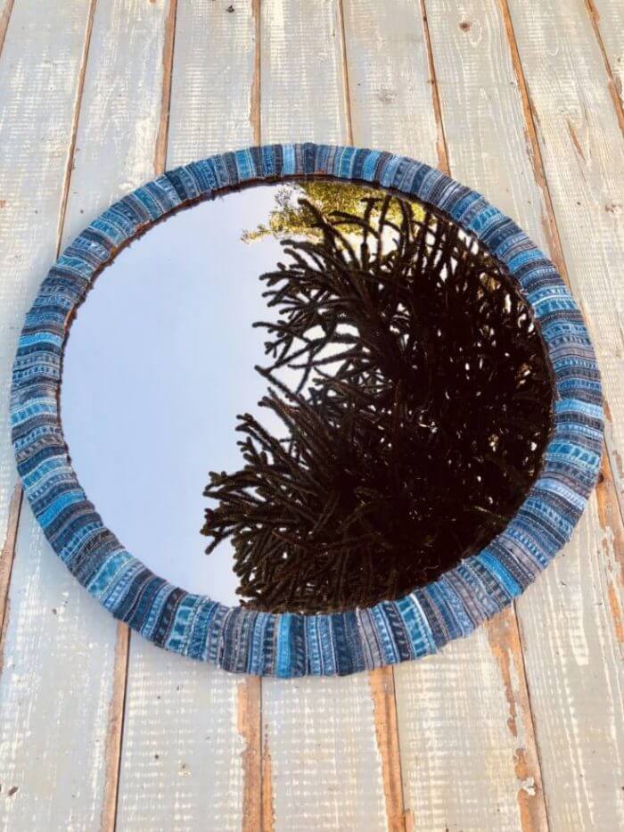 No-Sew Denim Mirror Frame Design