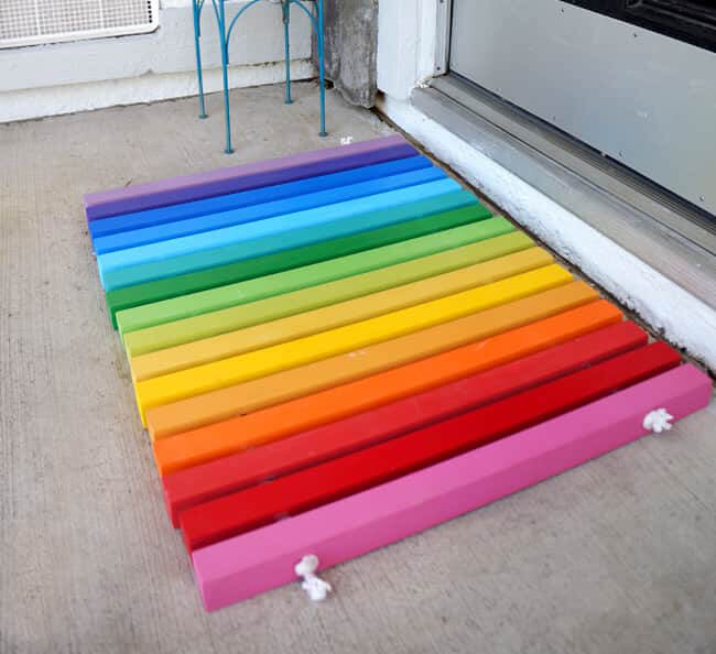 DIY Rainbow Themed Outdoor Doormat