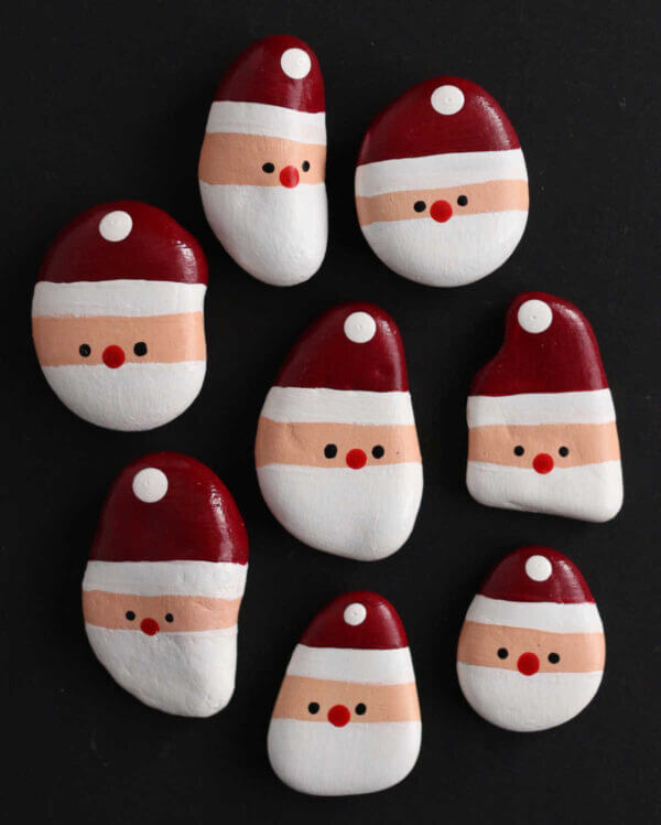 Painted Santa Clause Ornament Stones