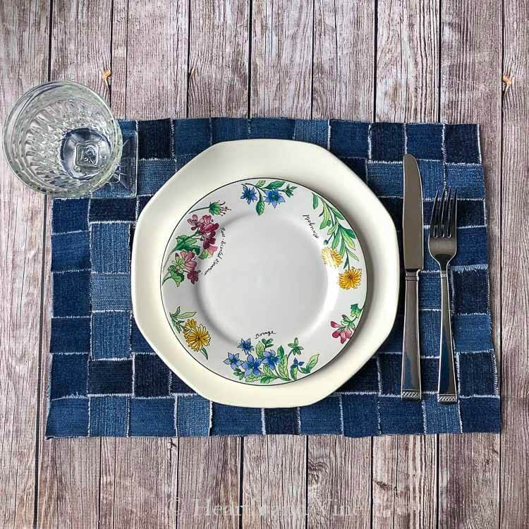 Charming Rural Denim Placemat Design