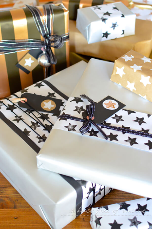 DIY Hand Stamped Wrapping Paper