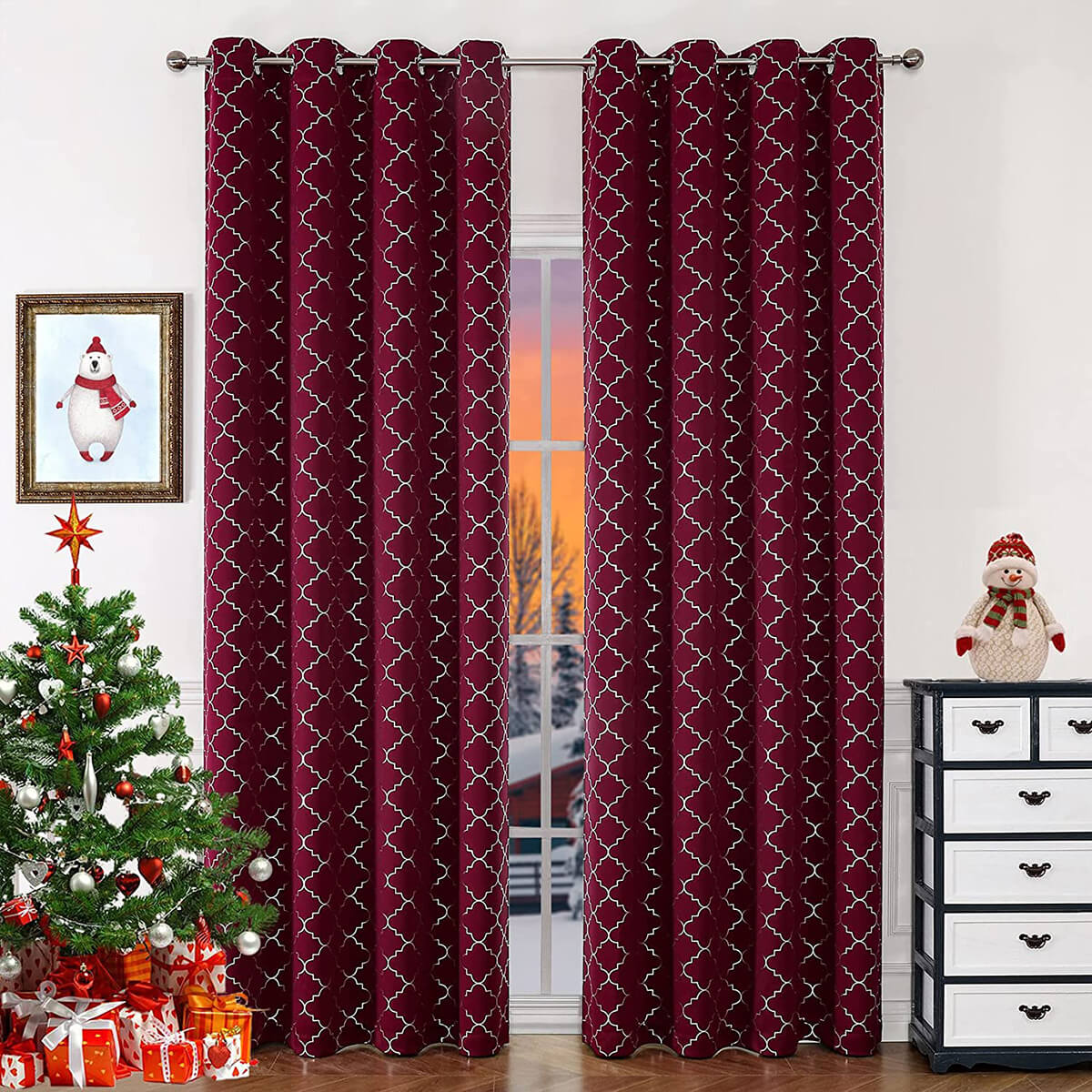 Moroccan Trellis Blackout Curtains with Metallic Accents