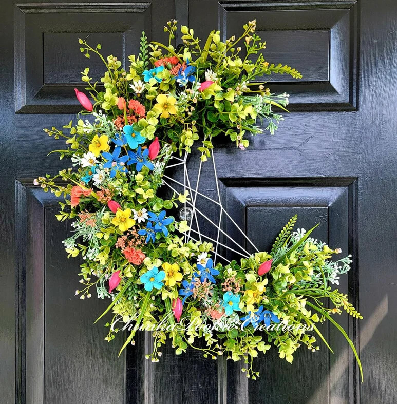 Wild Flower Crescent Moon Wreath