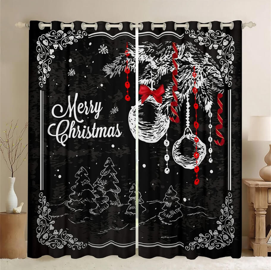 Dramatic “Merry Christmas” Curtain Set