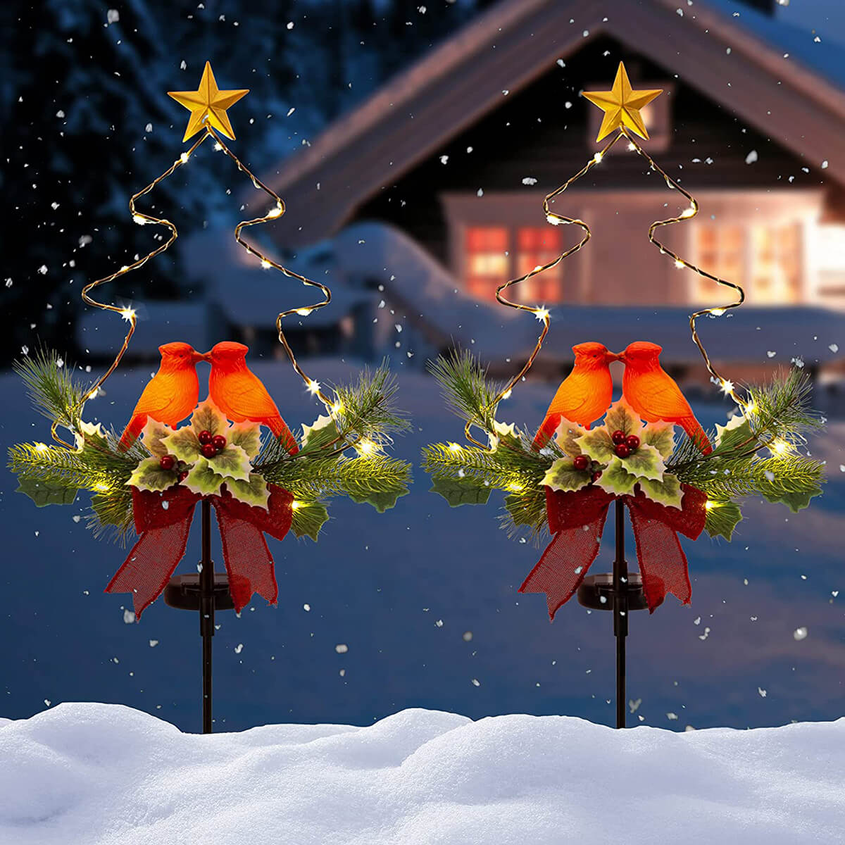 Solar-Powered Kissing Lovebirds Giant Christmas Ornament